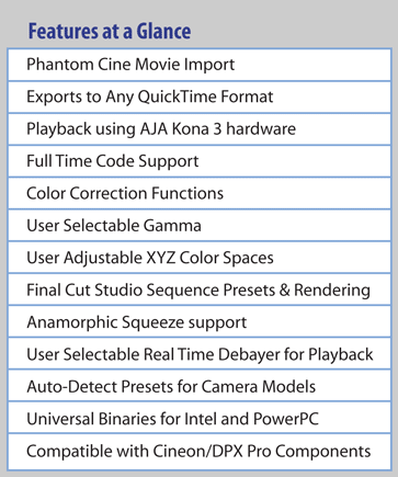 Cine Feature Chart